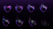© klyaksun - Soap bubbles in shape of heart burst sprites video animation sequence stages. Game user interface GUI elements, computer or web and motion design, love development storyboard, Realistic 3d vector set