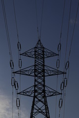 Tower of electricity in the countryside