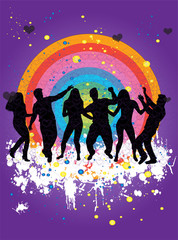 Wall Mural - Dancing people silhouettes. Abstract background.