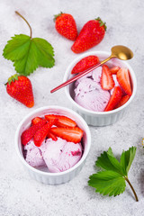 Wall Mural - Strawberry ice cream in white bowl