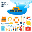 © Mountain Brothers - Image from inflatable floating tent and boat safety kit vector illustration in a flat design.