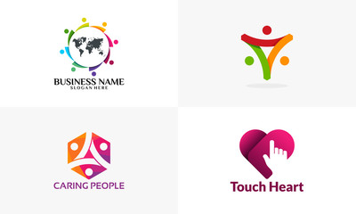 Wall Mural - set of charity logo, healthcare logo designs template