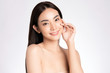 © kitthanes - Beautiful Young asian Woman with Clean Fresh Skin, on white background, Face care, Facial treatment, Cosmetology, beauty and spa, Asian women portrait
