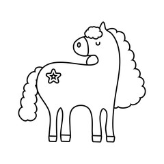 Sticker - cute unicorn with floral tatto line style icon