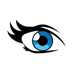 Sticker - blue female eye vector design