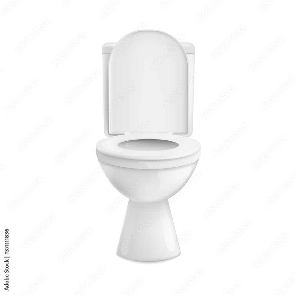 White clean toilet bowl seat, realistic vector mockup illustration ...