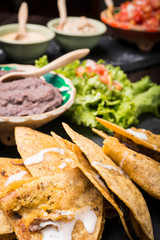 Sticker - Enchiladas with mexican dips in background