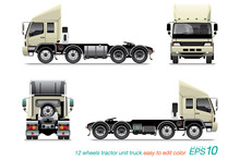 VECTOR EPS10 - 12 Wheel Tractor Unit Truck,semi-trailer,
Isolate On White Background.
