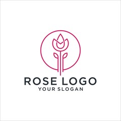 Wall Mural - rose logo design with a line style