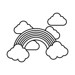 Sticker - cute rainbow and clouds weather line style