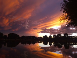 sunset over the river