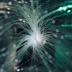 Poster - Beautiful abstract optical fiber white light bokeh in the darkness background.