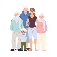 Wall Mural - Mother father and son with grandparents cartoons vector design