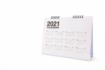 White paper desk spiral calendar 2021.