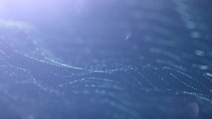 Wall Mural - loop features animated technology based shapes, connected white lines and blurry dots on a blue shin