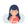 © cloverlittleworld - A woman holding her chin while thinking for a solution. Problem solving, confused, idea, contemplate. Flat vector design isolated on white