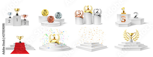 Fotografía Winner podium, medal and cups