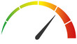 Speedometer, tachometer icon. Colour speedometer set. Scale from red to green performance measurement. Fast speed sign. 
