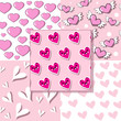 © Lucky Project - Five seamless pattern backgrounds with hearts. Valentine's Day set