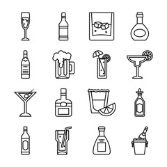 Sticker - cocktails and liquor icon set, line style