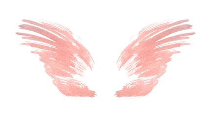 Abstract pink watercolor wings in vintage nostalgic colors