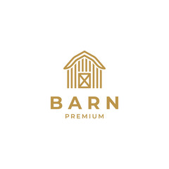 Wall Mural - Gold wood barn farm logo design vector illustration