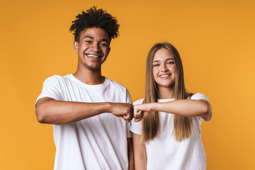 Happy young african couple wearing casual clothes