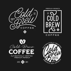 Wall Mural - cold brew coffee labels badges emblems set. vector vintage illustration.