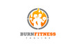 Burn Fitness Team Logo - Fire Couple Workout Club Icon - Flame Gym Group Vector Illustration