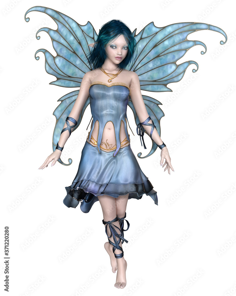 Fantasy illustration of a cute and pretty fairy with blue hair, dress and wings, 3d digitally rendered illustration Stock Illustration | Adobe Stock Fantasy illustration of a cute and pretty fairy with blue hair, dress and wings, 3d digitally rendered illustration Stock Illustration | Adobe Stock