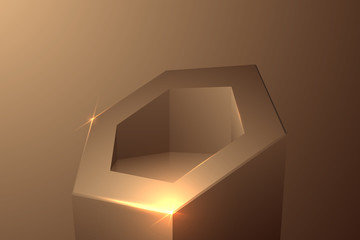 Wall Mural - gold hexagonal podium with glow effect