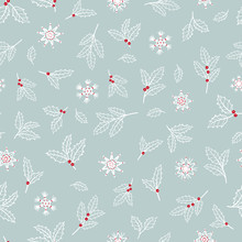 Lovely Hand Drawn Christmas Seamless Pattern With Branches And Decoration, Great For Textiles, Banners, Wallpaper, Wrapping - Vector Design
