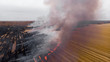© Danil Nevsky/Stocksy - Fast-growing smoking fire in yellow wheat field