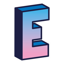 3d E Letter Design, Lettering Typography Retro And Comic Theme Vector Illustration