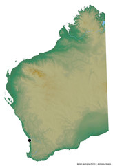 Western Australia, state of Australia, on white. Relief