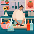 © Em Lou Bowen - Girl cooking in kitchen