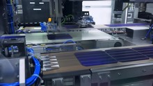 Automatic Solar Cell Tabbing And String Machine In The Photovoltaic Factory