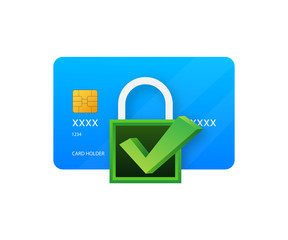 Sticker - Secure credit card transaction. Payment protection concepts, Secure payment. Vector illustration.