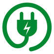 canvas print picture - lgd23 LogoGraphicDesign - gz887 GrafikZeichnung - german: Elektrostecker Symbol mit Ladekabel - english: green power plug symbol with charging cable in circle with flash / lightning sign - xxl g9868