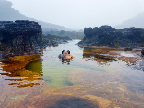 Pond in limestones on the summit of Roraima Table Mountain, La Gran Sabana, Canaima National Park, Venezuela