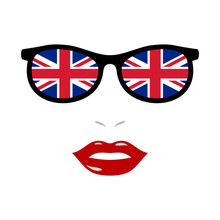 Woman Lips And Sunglasses With Uk Flag