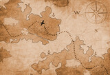 Fototapeta Na drzwi - fantasy world old nautical map