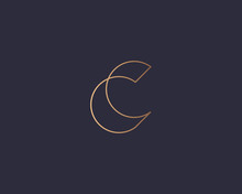 Letter C Logo Monogram, Minimal Style Identity Initial Logo Mark. Golden Gradient Parallel Lines Vector Emblem Logotype For Business Cards Initials Invitations Ect.