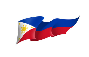 Philippines flag state symbol isolated on background national banner. Greeting card National Independence Day of the Republic of the Philippines. Illustration banner with realistic state flag.