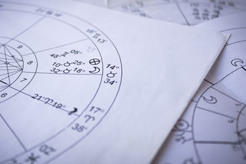 detail of printed astrology chart, astrology moon