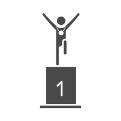 Canvas Print - runner man on podium first place, running sport race silhouette icon design