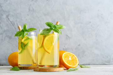 Wall Mural - Lemonade with orange and basil