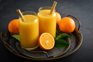 Sticker - Two Glasses of Fresh Orange Juice