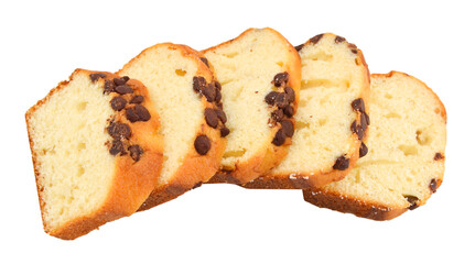 Wall Mural - Top View of a Chocolate Chip Muffin Isolated on a White Background