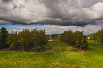 Low clouds, high mountain